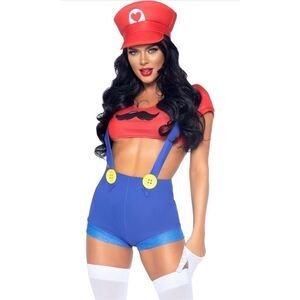 Brand New Leg Avenue Women Medium Gamer Babe 3 Piece Costume Set Shorts Top Hat